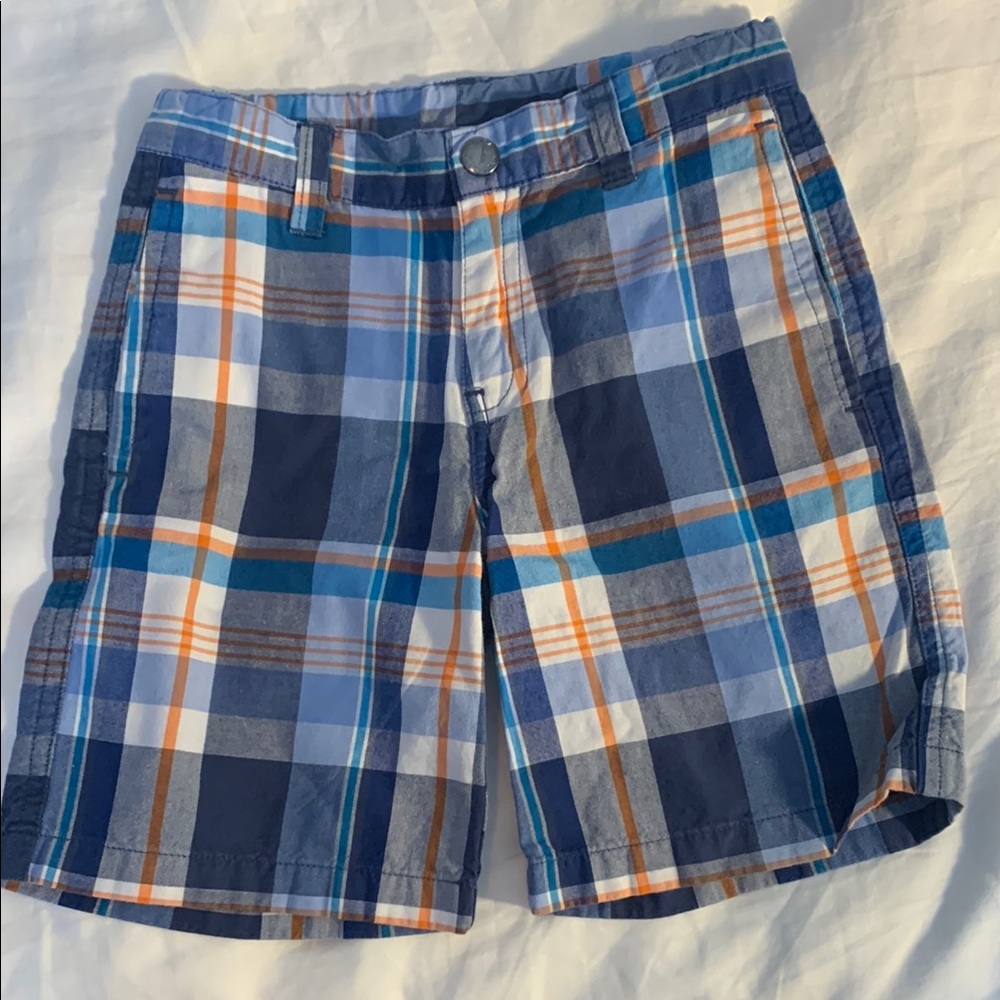 Nautica navy/white/orange cotton plaid bermuda shorts EUC